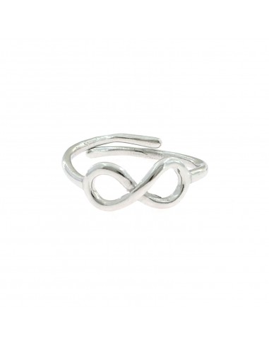 Adjustable white gold plated ring with 925 silver infinity wire