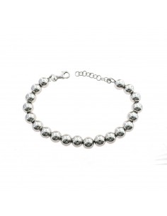 8mm smooth ball bracelet. white gold plated in 925 silver