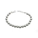 Bracciale a sfera liscia da 8 mm. placcato oro bianco in argento 925