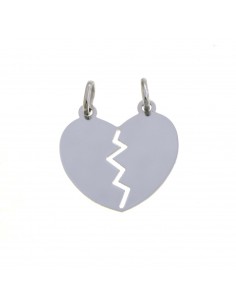 Divisible heart pendant in 25x25 mm plate. white gold plated in 925 silver