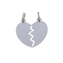 Ciondolo divisibile cuore a lastra 25x25 mm. placcato oro bianco in argento 925