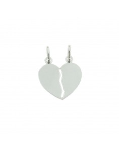 Divisible plate heart pendant 20x21 mm. white gold plated in 925 silver