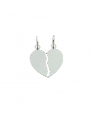 Divisible plate heart pendant 20x21 mm. white gold plated in 925 silver