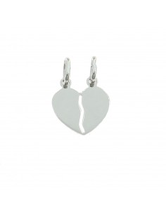Divisible pendant heart plate 15x16 mm. white gold plated in 925 silver