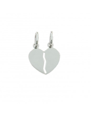 Divisible pendant heart plate 15x16 mm. white gold plated in 925 silver