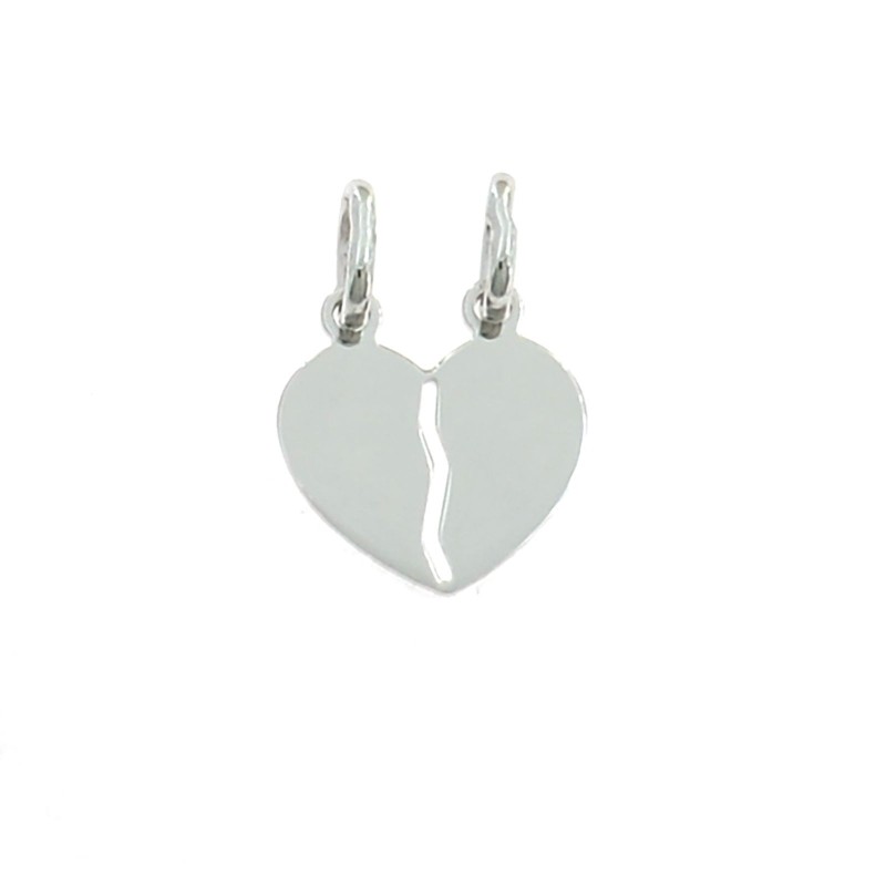 Divisible pendant heart plate 15x16 mm. white gold plated in 925 silver