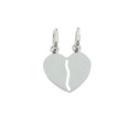 Ciondolo divisibile cuore a lastra 15x16 mm. placcato oro bianco in argento 925