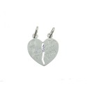 Ciondolo divisibile cuore a lastra con scritta "I love you" incisa placcato oro bianco in argento 925