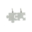 Dividable plate puzzle pendant 35x23 mm. white gold plated in 925 silver