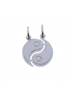 Divisible tao pendant engraved in white gold plated 925 silver