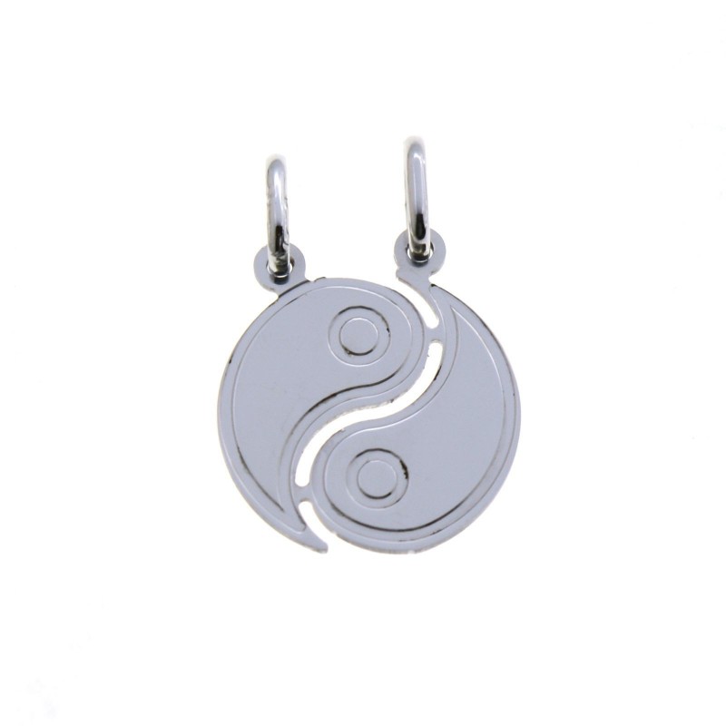 Ciondolo divisibile tao inciso a lastra placcato oro bianco in argento 925