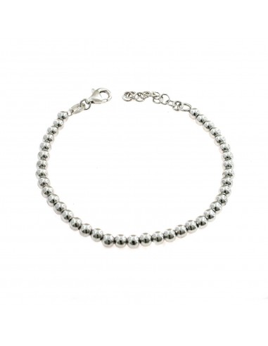 4mm smooth ball bracelet. white gold plated in 925 silver