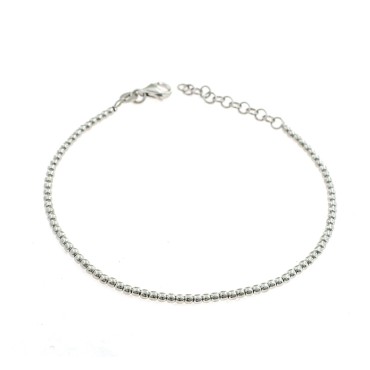 2mm smooth ball bracelet. white gold plated in 925 silver