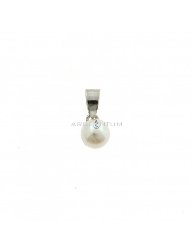 Chive pearl pendant 7 mm. in 925 silver
