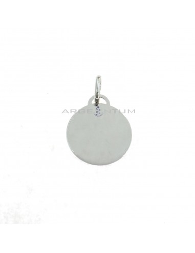 Smooth round medal ø 18 mm. white gold plated in 925 silver