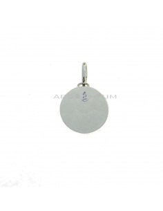 Smooth round medal ø 15 mm. white gold plated in 925 silver