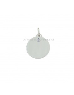 Smooth round medal ø 20 mm. white gold plated in 925 silver