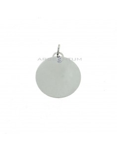 Smooth round medal ø 30 mm. white gold plated in 925 silver