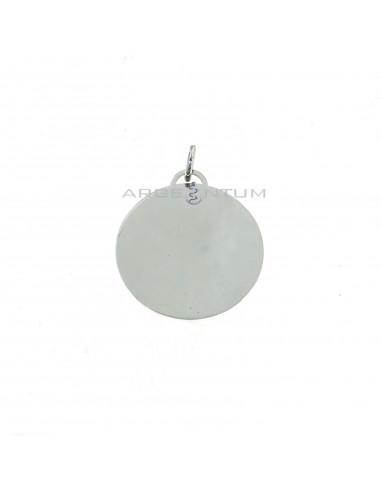 Smooth round medal ø 30 mm. white gold plated in 925 silver