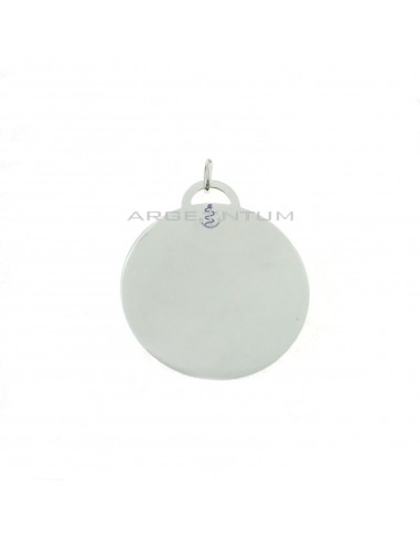 Smooth round medal ø 40 mm. white gold plated in 925 silver