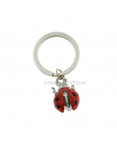 Ladybug keychain in red and black enamelled bronze