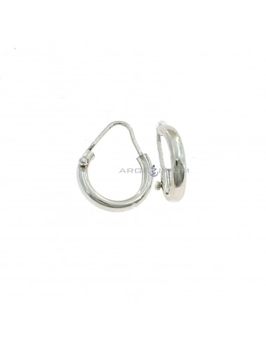 Tubular circle earrings ø 12 mm. white gold plated in 925 silver