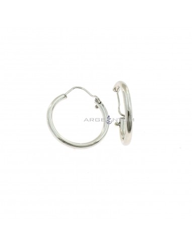 Tubular circle earrings ø 20 mm. white gold plated in 925 silver