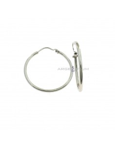 Tubular circle earrings ø 30 mm. white gold plated in 925 silver