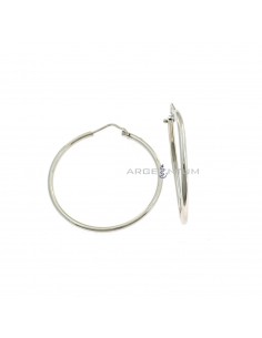 Tubular circle earrings ø 40 mm. white gold plated in 925 silver
