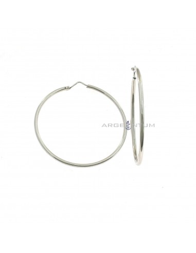 Tubular circle earrings ø 50 mm. white gold plated in 925 silver