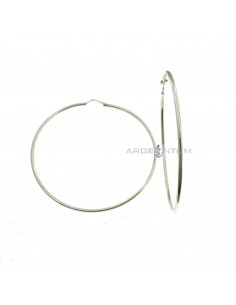 Tubular circle earrings ø 75 mm. white gold plated in 925 silver