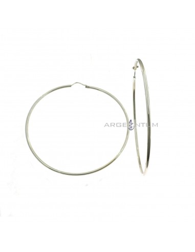 Tubular circle earrings ø 75 mm. white gold plated in 925 silver