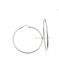 Tubular circle earrings ø 55 mm. white gold plated in 925 silver