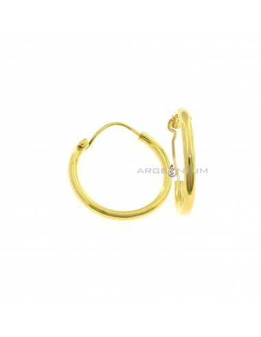 Tubular circle earrings ø 20 mm. yellow gold plated in 925 silver