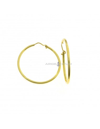 Tubular circle earrings ø 30 mm. yellow gold plated in 925 silver