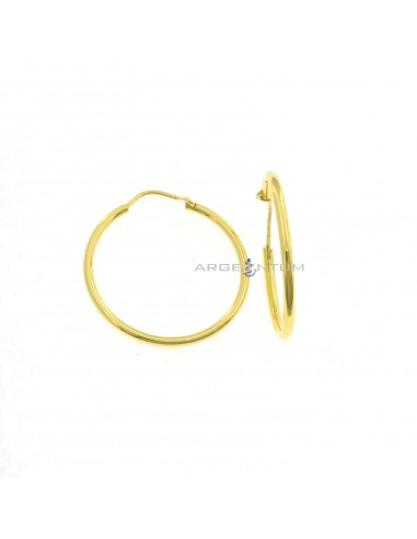 Tubular circle earrings ø 40 mm. yellow gold plated in 925 silver