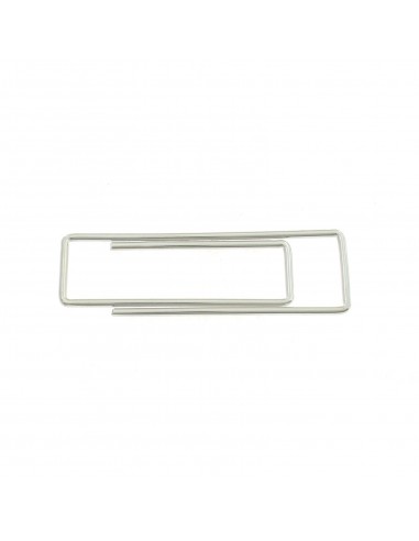 White gold plated rectangular tubular paper clip money clip in 925 silver
