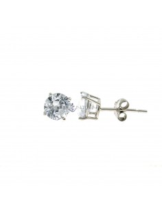 Light point earrings with 6 mm 4-prong white zircon. on a white gold plated base in 925 silver