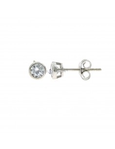 Light point earrings with small onion with 4 mm white zircon. on a white gold plated base in 925 silver