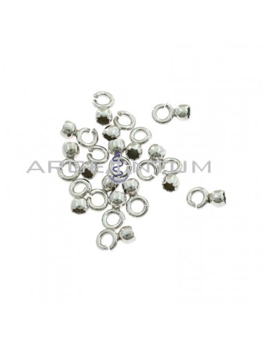 Terminals for sticking from ø 3 mm. with open link white gold plated 16 pieces in 925 silver