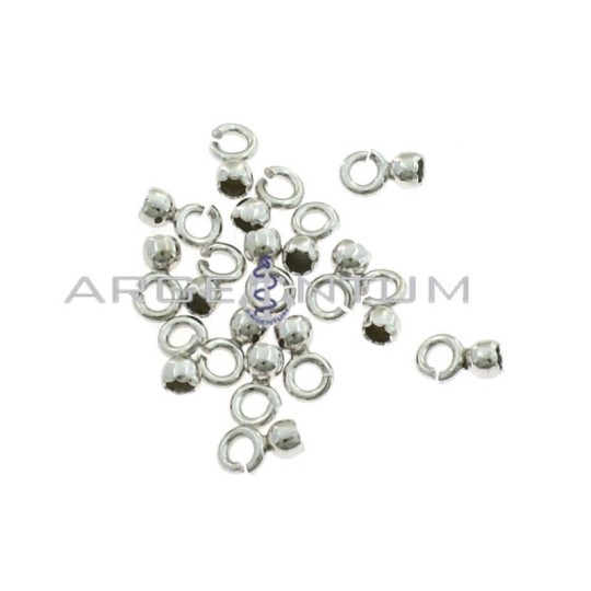 Terminals for sticking from ø 3 mm. with open link white gold plated 16 pieces in 925 silver