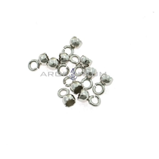 Terminals for sticking from ø 4 mm. with open link white gold plated 10 pieces in 925 silver