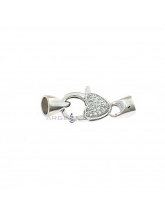 Carabiner with heart of white zircons and terminal ø 5 mm in 925 silver