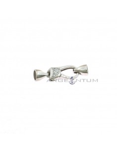 Snap hook with white zircons and ø 5 mm terminal. in 925 silver