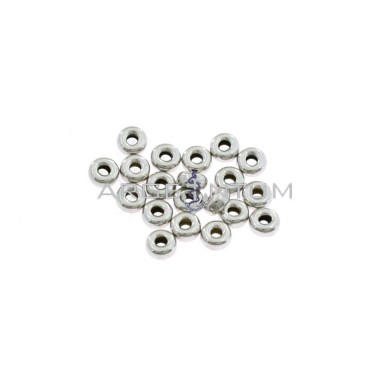 Ciambelle da ø 4,5 mm. con foro da ø 1,6 mm. placcate oro bianco 20 pezzi in argento 925