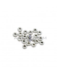 Donuts ø 4.5 mm. with hole of ø 1.6 mm. 20pcs white gold plated 925 silver