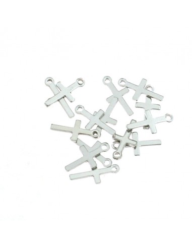 Plate crosses 6x12 mm. for 14pcs white gold plated pendants in 925 silver