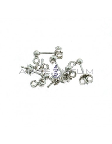 Attachments for ø 3 mm ball earrings. with open link white gold plated 6 pieces in 925 silver