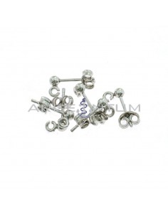 Attachments for ø 4 mm ball earrings. with open link white gold plated 6 pieces in 925 silver