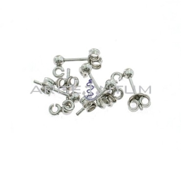 Attachments for ø 4 mm ball earrings. with open link white gold plated 6 pieces in 925 silver
